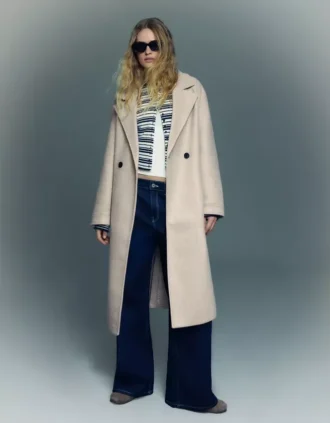 Abrigo cruzado de tacto suave – Chaquetas y abrigos
