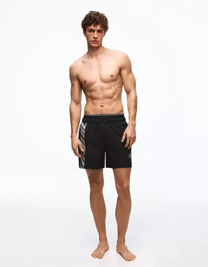 Bañador de corte holgado estampado con doble cinturilla – Accesorios – Hombre Bañador de corte holgado estampado con doble cinturilla – Accesorios – Hombre