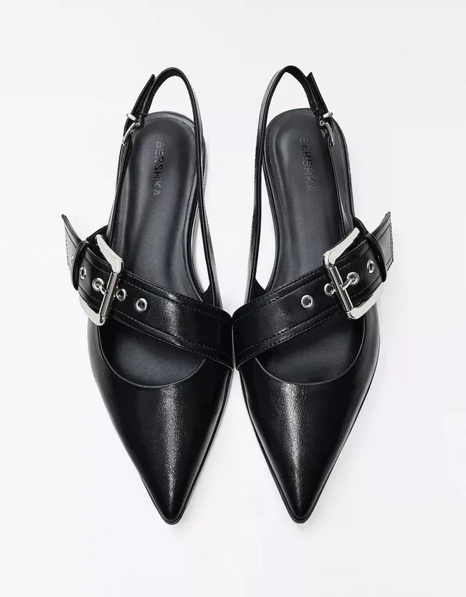 Bailarinas con hebilla y talón abierto – Zapatos planos Bailarinas con hebilla y talón abierto – Zapatos planos