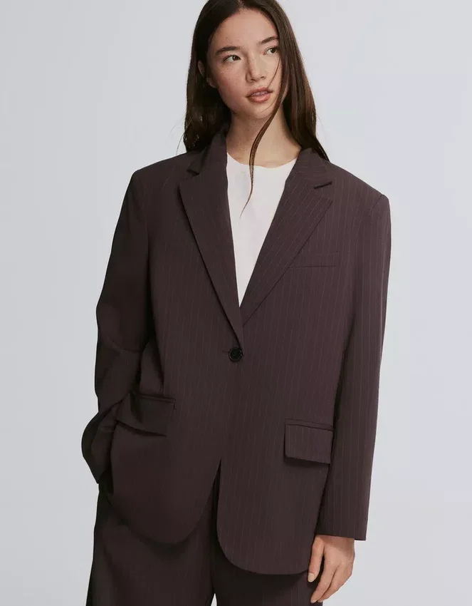 Blazer a rayas con doble botonadura – Chaquetas y gabardinas Blazer a rayas con doble botonadura – Chaquetas y gabardinas