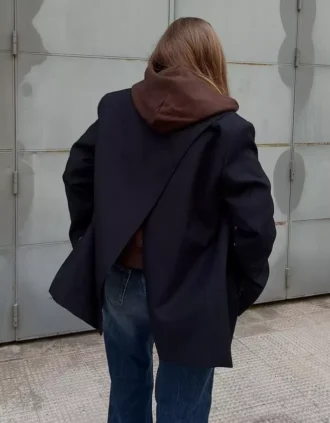 Blazer a rayas de doble botonadura – #Bershkastyle – Mujer
