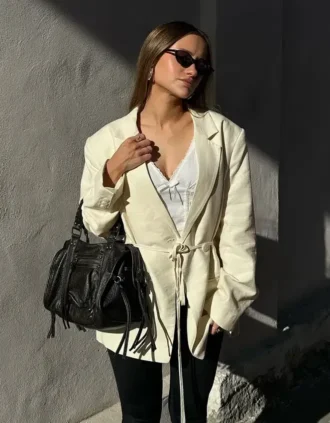 Blazer holgado con cordón – Chaquetas y gabardinas