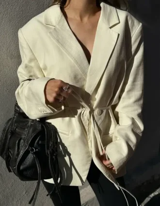 Blazer holgado con cordón – Chaquetas y gabardinas