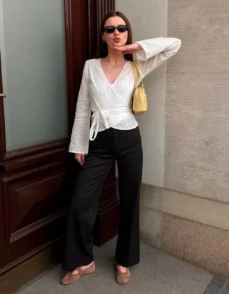 Blusa cruzada estampada