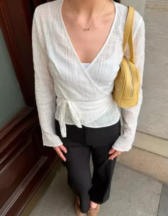 Blusa cruzada estampada