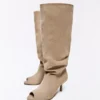 Botas de tacón bajo abierto – Botines y botines Botas de tacón bajo abierto – Botines y botines