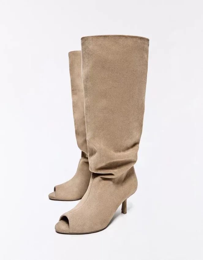 Botas de tacón bajo abierto – Botines y botines Botas de tacón bajo abierto – Botines y botines