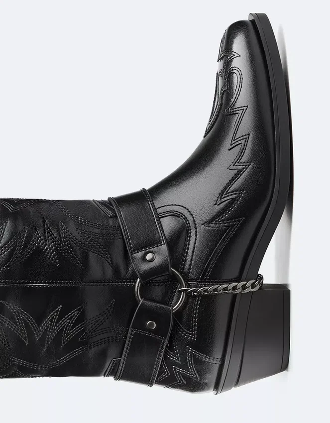 Botas vaqueras con detalle de cadena – Botines – Hombre Botas vaqueras con detalle de cadena – Botines – Hombre