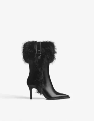 Botines de tacón con detalle de piel – Botas y botines