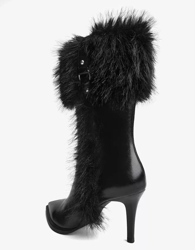 Botines de tacón con detalle de piel – Botas y botines Botines de tacón con detalle de piel – Botas y botines