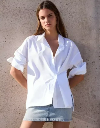 Camisa cruzada de manga larga con botones