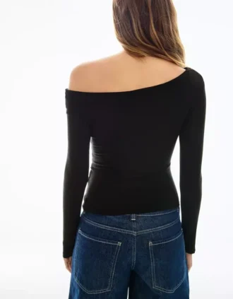 Camiseta asimétrica de manga larga con lazo