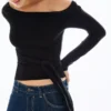 Camiseta asimétrica de manga larga con lazo