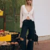 Camiseta con volantes de encaje – #Bershkastyle – Mujer