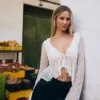 Camiseta con volantes de encaje – #Bershkastyle – Mujer
