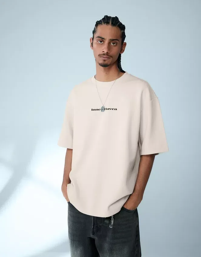 Camiseta de felpa de manga corta con estampado – Camisetas y Polos Camiseta de felpa de manga corta con estampado – Camisetas y Polos