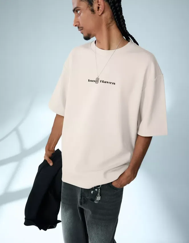 Camiseta de felpa de manga corta con estampado – Camisetas y Polos Camiseta de felpa de manga corta con estampado – Camisetas y Polos