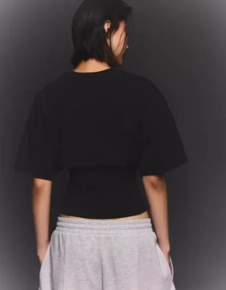 Camiseta de manga corta con cintura corsé