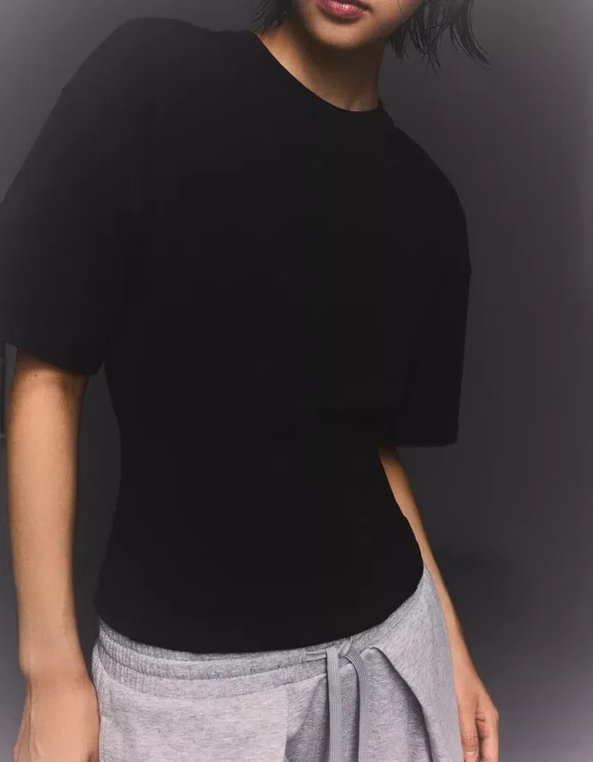 Camiseta de manga corta con cintura corsé Camiseta de manga corta con cintura corsé
