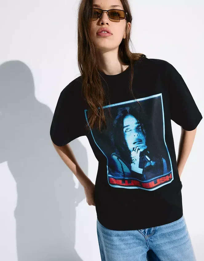 Camiseta de manga corta con estampado de Billie Eilish Camiseta de manga corta con estampado de Billie Eilish