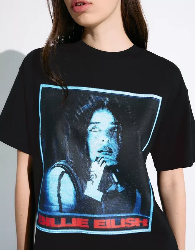 Camiseta de manga corta con estampado de Billie Eilish Camiseta de manga corta con estampado de Billie Eilish