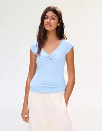 Camiseta de manga corta con fruncido – Mujer Camiseta de manga corta con fruncido – Mujer