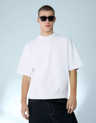Camiseta de manga corta de felpa acanalada – Camisetas y Polos