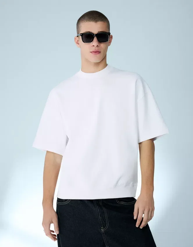 Camiseta de manga corta de felpa acanalada – Camisetas y Polos Camiseta de manga corta de felpa acanalada – Camisetas y Polos
