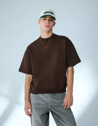 Camiseta de manga corta de felpa acanalada – Camisetas y Polos