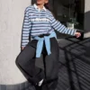Camiseta de manga larga con cuello polo estampada – #Bershkastyle – Mujer