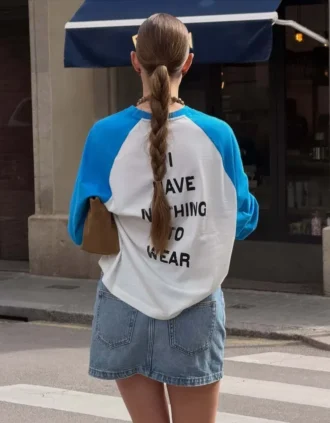 Camiseta de manga larga con estampado en contraste