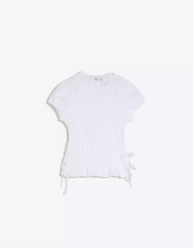 Camiseta fruncida con lazos laterales Camiseta fruncida con lazos laterales