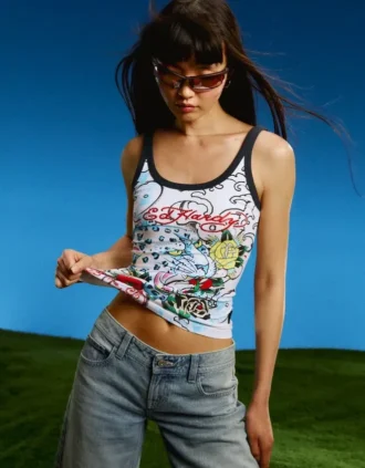 Camiseta sin mangas estampada Ed Hardy X Bershka