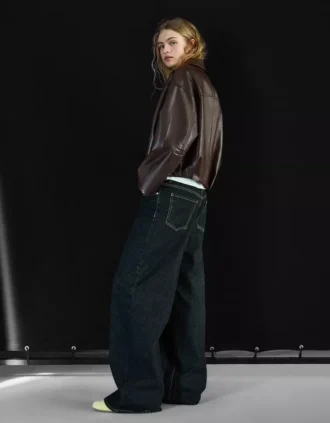 Chaqueta bomber de Faux Leather con cinturón – Chaquetas y gabardinas