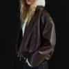 Chaqueta bomber de Faux Leather con cinturón – Chaquetas y gabardinas