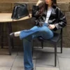 Chaqueta bomber de Faux Leather con cinturón – Chaquetas y gabardinas – Mujer Chaqueta bomber de Faux Leather con cinturón – Chaquetas y gabardinas – Mujer