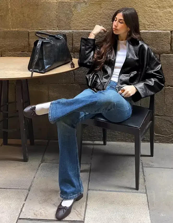 Chaqueta bomber de Faux Leather con cinturón – Chaquetas y gabardinas – Mujer Chaqueta bomber de Faux Leather con cinturón – Chaquetas y gabardinas – Mujer