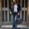 Chaqueta bomber de Faux Leather con cinturón – Chaquetas y gabardinas – Mujer Chaqueta bomber de Faux Leather con cinturón – Chaquetas y gabardinas – Mujer