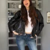 Chaqueta bomber de Faux Leather con cinturón – Chaquetas y gabardinas – Mujer Chaqueta bomber de Faux Leather con cinturón – Chaquetas y gabardinas – Mujer