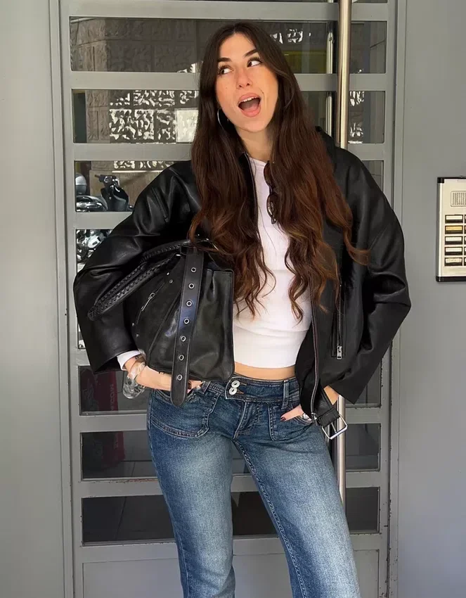 Chaqueta bomber de Faux Leather con cinturón – Chaquetas y gabardinas – Mujer Chaqueta bomber de Faux Leather con cinturón – Chaquetas y gabardinas – Mujer