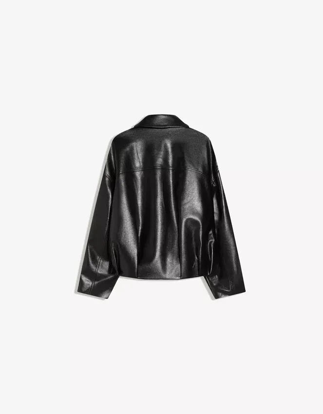 Chaqueta bomber de Faux Leather con cinturón – Chaquetas y gabardinas – Mujer Chaqueta bomber de Faux Leather con cinturón – Chaquetas y gabardinas – Mujer