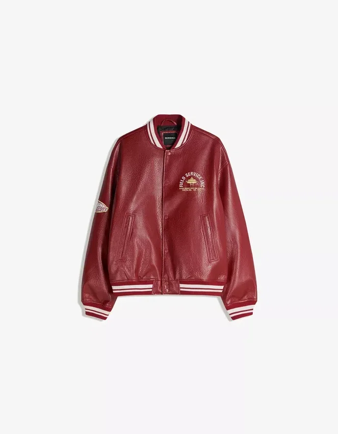 Chaqueta bomber de Faux Leather estampada Chaqueta bomber de Faux Leather estampada