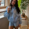 Chaqueta con capucha de nailon repelente al agua