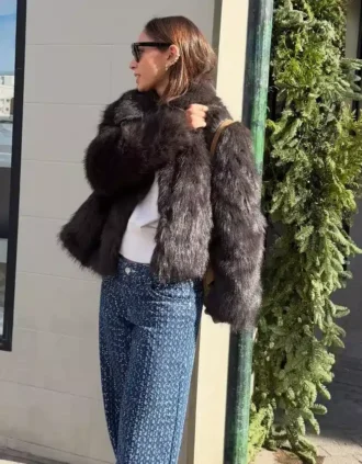 Chaqueta con solapas de pelo sintético – #Bershkastyle – Mujer Chaqueta con solapas de pelo sintético – #Bershkastyle – Mujer