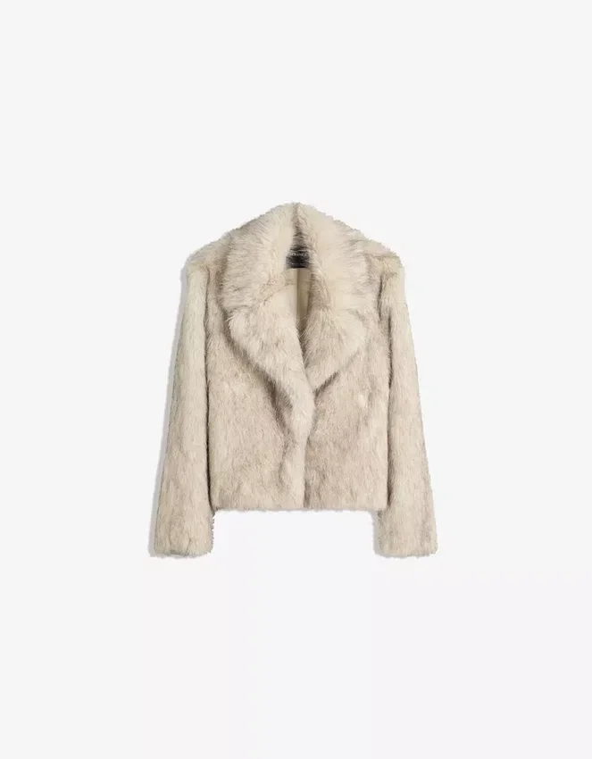 Chaqueta con solapas de pelo sintético – Mujer Chaqueta con solapas de pelo sintético – Mujer