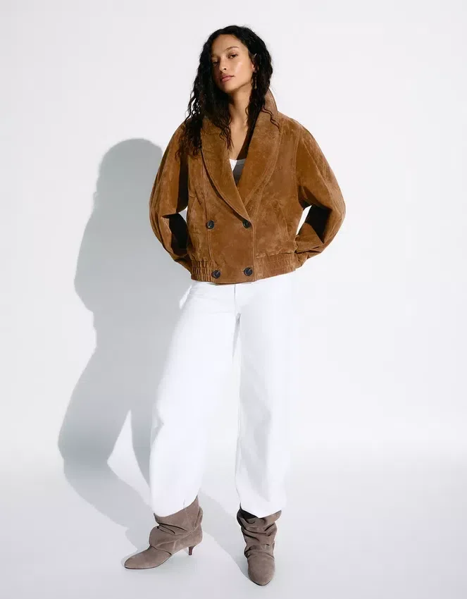 Chaqueta de ante de doble botonadura – Chaquetas y gabardinas Chaqueta de ante de doble botonadura – Chaquetas y gabardinas