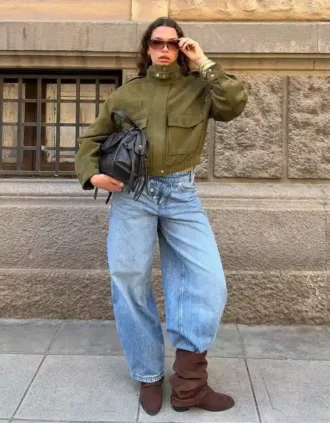 Chaqueta de ante sintético
