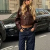 Chaqueta de cuello alto Faux Leather