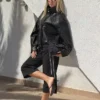 Chaqueta de cuello alto Faux Leather