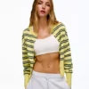 Chaqueta de cuello redondo a rayas con botones